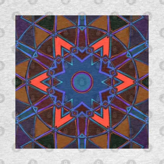 Cartoon Mandala Blue Orange and Purple by WormholeOrbital